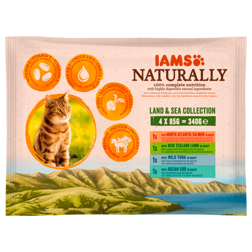 IAMS Naturally Katzenfutter Land- und See-Kollektion 4x85g